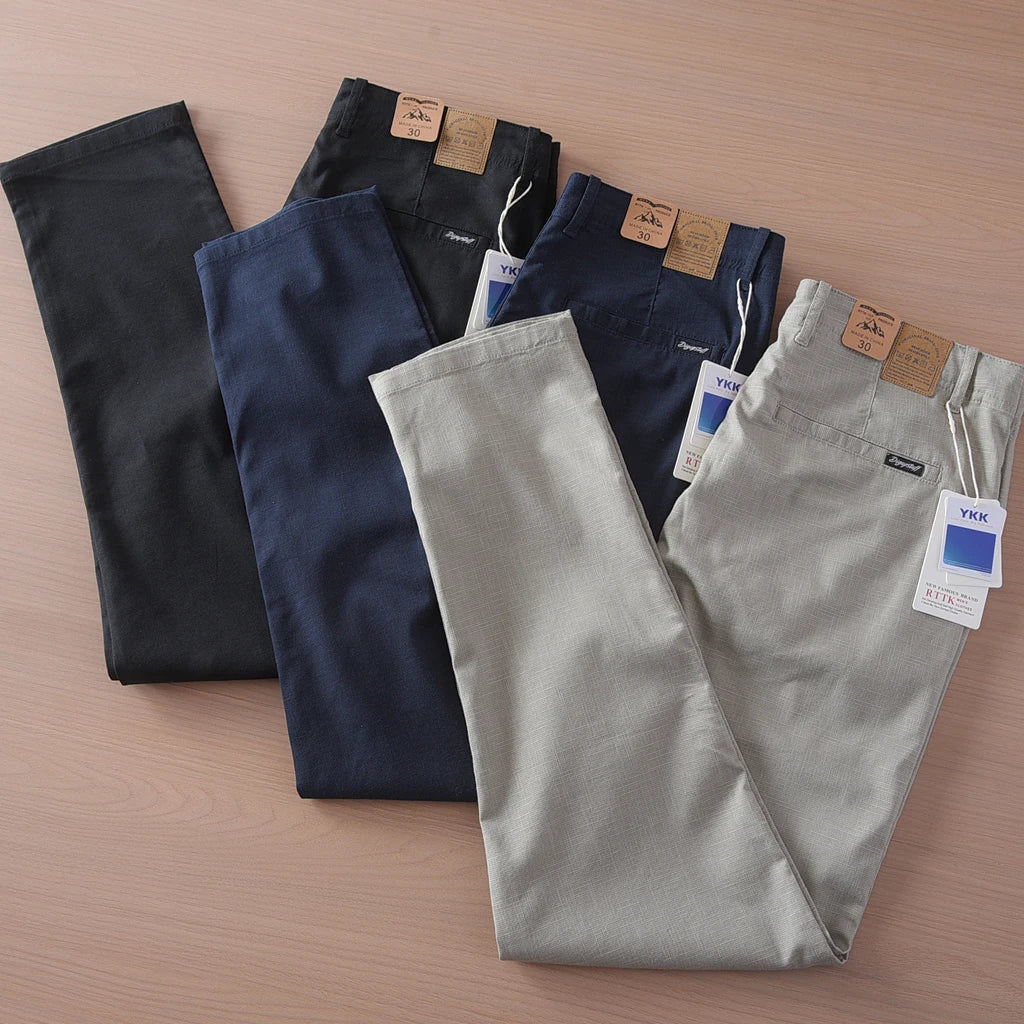 Retro linen elastic casual pants - Antonios