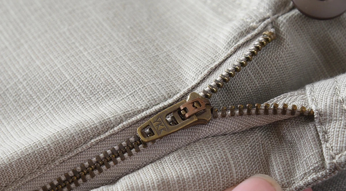 Retro linen elastic casual pants - Antonios