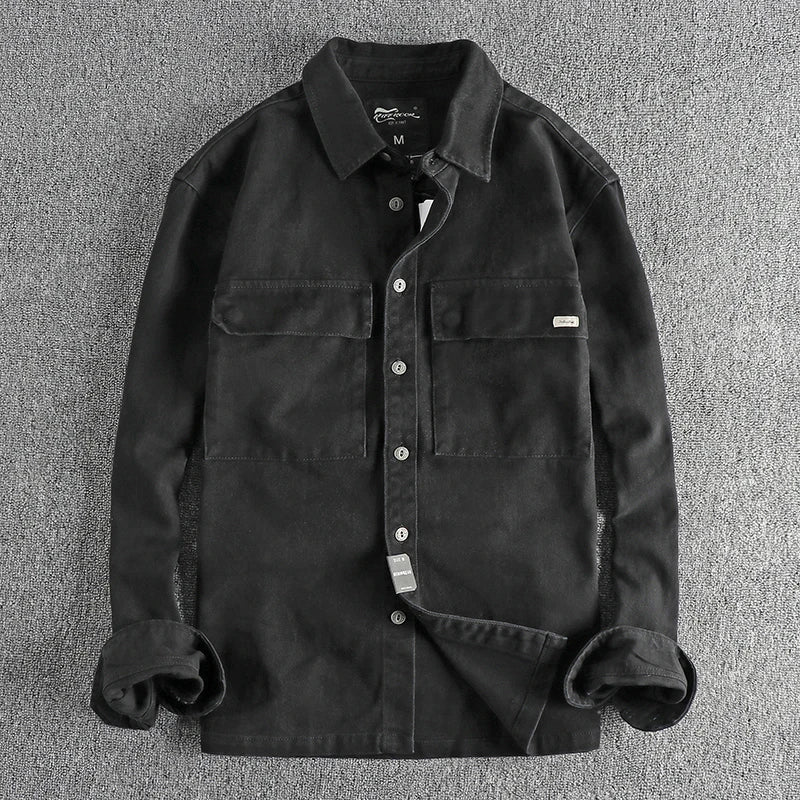 Retro thick cargo long - sleeve shirt - Antonios