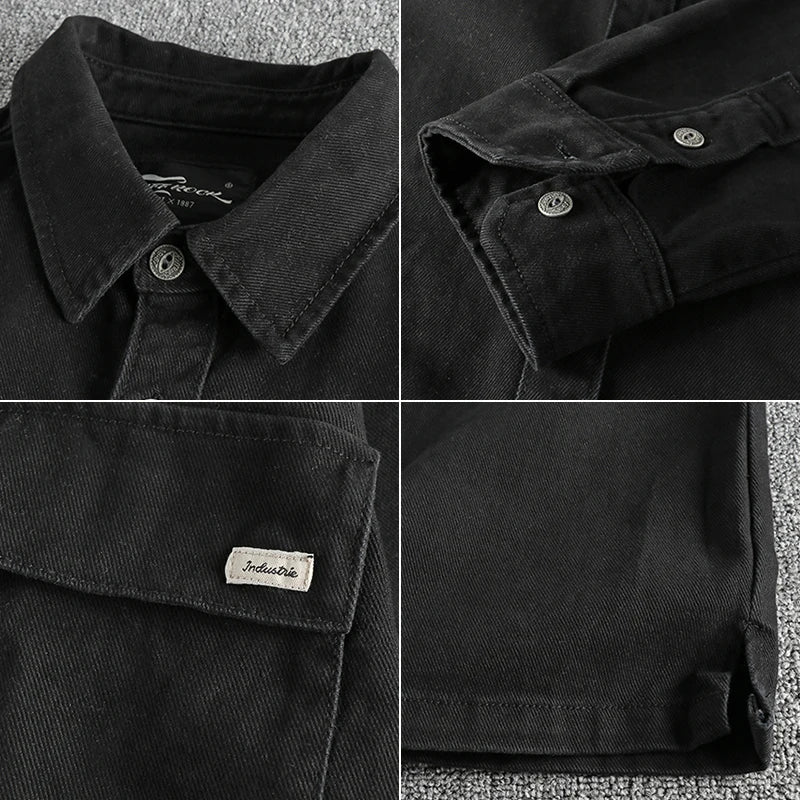 Retro thick cargo long - sleeve shirt - Antonios