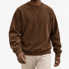 Ribbed raglan sweatshirt with a stitched neckline - AntoniosClothing - Brown