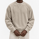 Ribbed raglan sweatshirt with a stitched neckline - AntoniosClothing - Beige