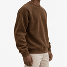 Ribbed raglan sweatshirt with a stitched neckline - AntoniosClothing - Brown