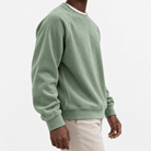 Ribbed raglan sweatshirt with a stitched neckline - AntoniosClothing - Sage green