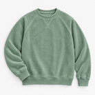 Ribbed raglan sweatshirt with a stitched neckline - AntoniosClothing - Sage green