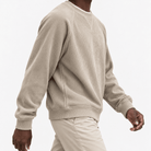 Ribbed raglan sweatshirt with a stitched neckline - AntoniosClothing - Beige