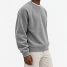Ribbed raglan sweatshirt with a stitched neckline - AntoniosClothing - Gray