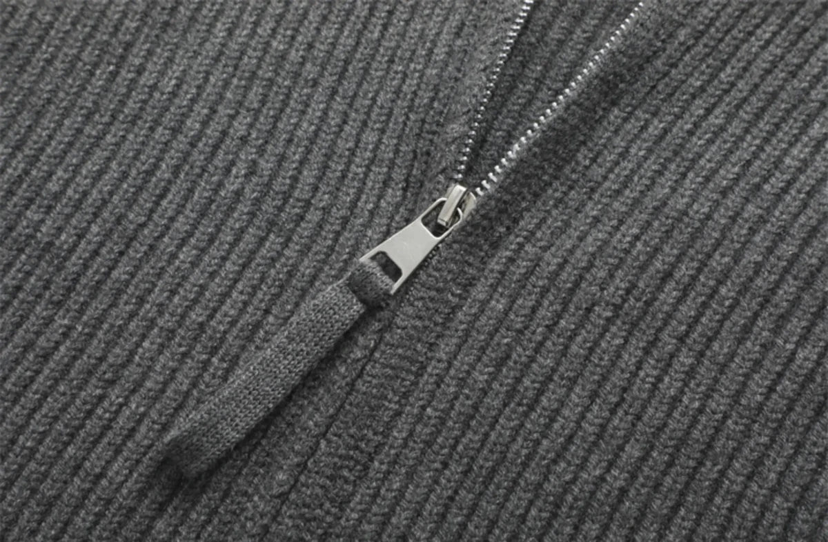 Ronald zip - front knit sweater - Antonios