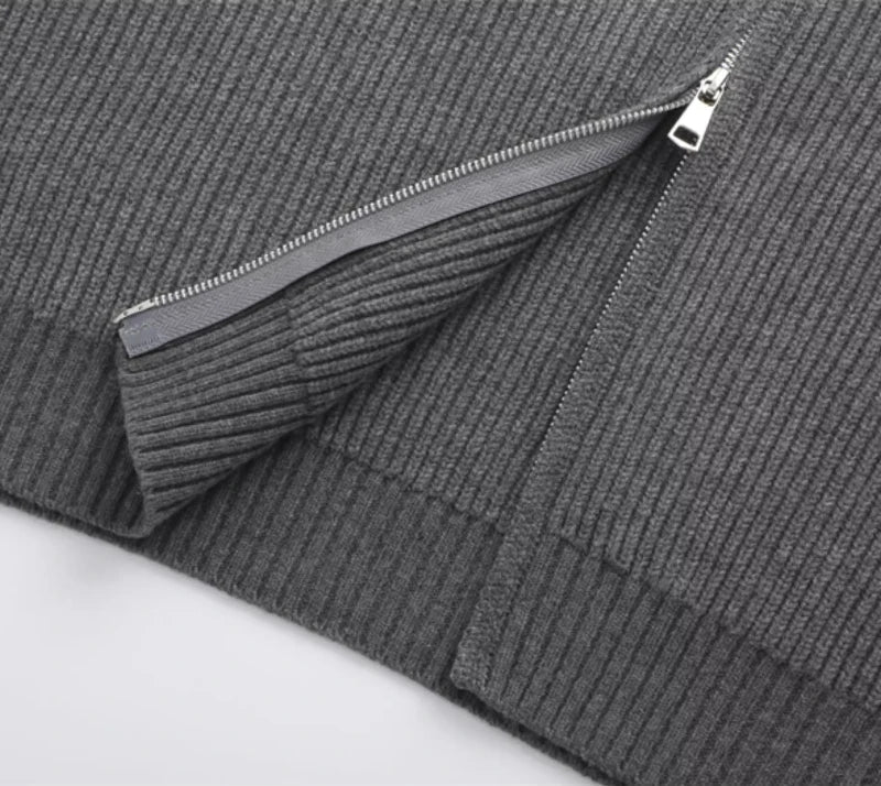 Ronald zip - front knit sweater - Antonios