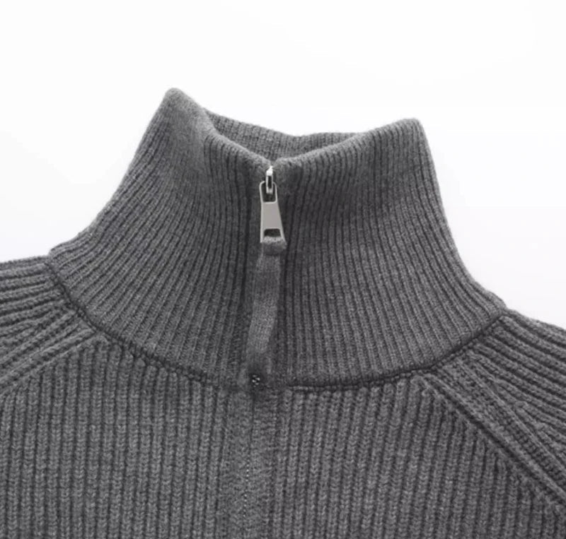 Ronald zip - front knit sweater - Antonios