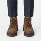 Rough suede lace up ankle boots - AntoniosClothing - Brown fleece lined
