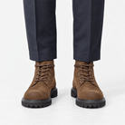 Rough suede lace up ankle boots - AntoniosClothing - Brown standard