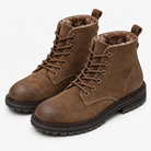 Rough suede lace up ankle boots in brown fleece lined, product cover