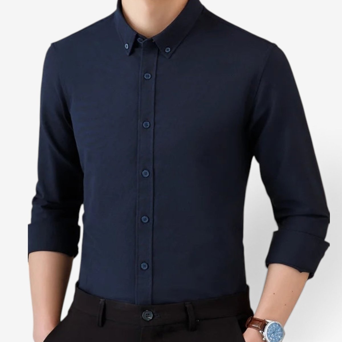 SAFARI Business formal cotton long sleeve shirt - AntoniosClothing - Forrest green
