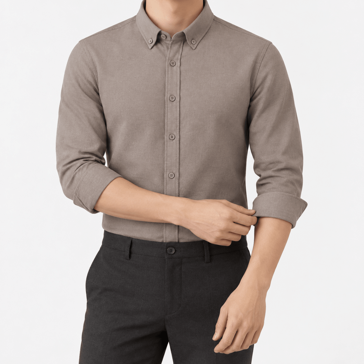 SAFARI Business formal cotton long sleeve shirt - AntoniosClothing - Beige