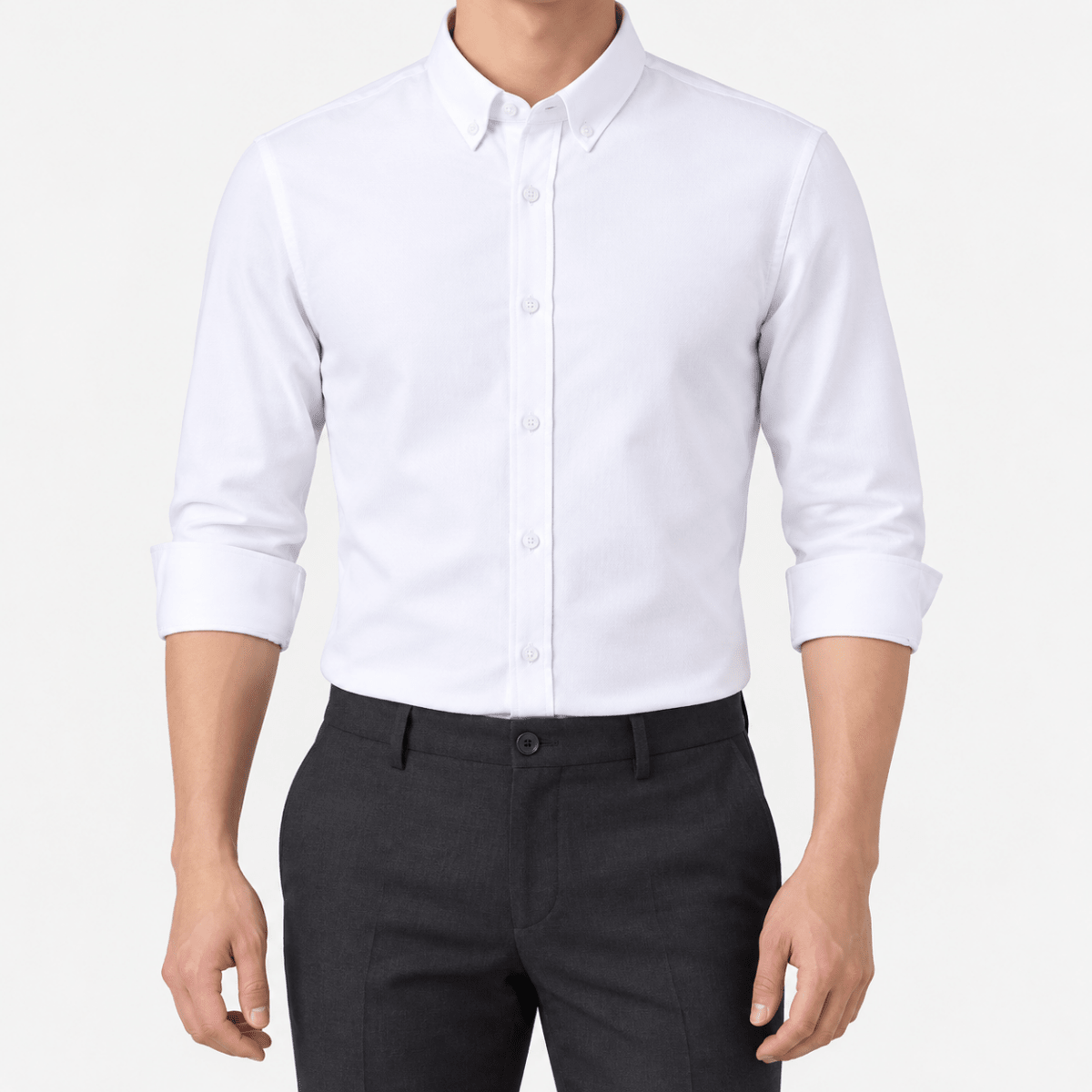 SAFARI Business formal cotton long sleeve shirt - AntoniosClothing - White