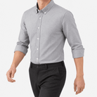 SAFARI Business formal cotton long sleeve shirt - AntoniosClothing - Gray