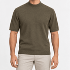 Short sleeve wool mock neck top - AntoniosClothing - Olive