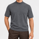 Short sleeve wool mock neck top - AntoniosClothing - Gray