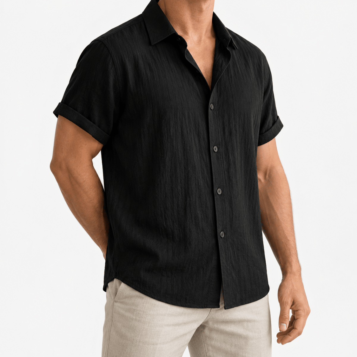 Short-sleeved cotton summer golf t-shirt - AntoniosClothing - Black