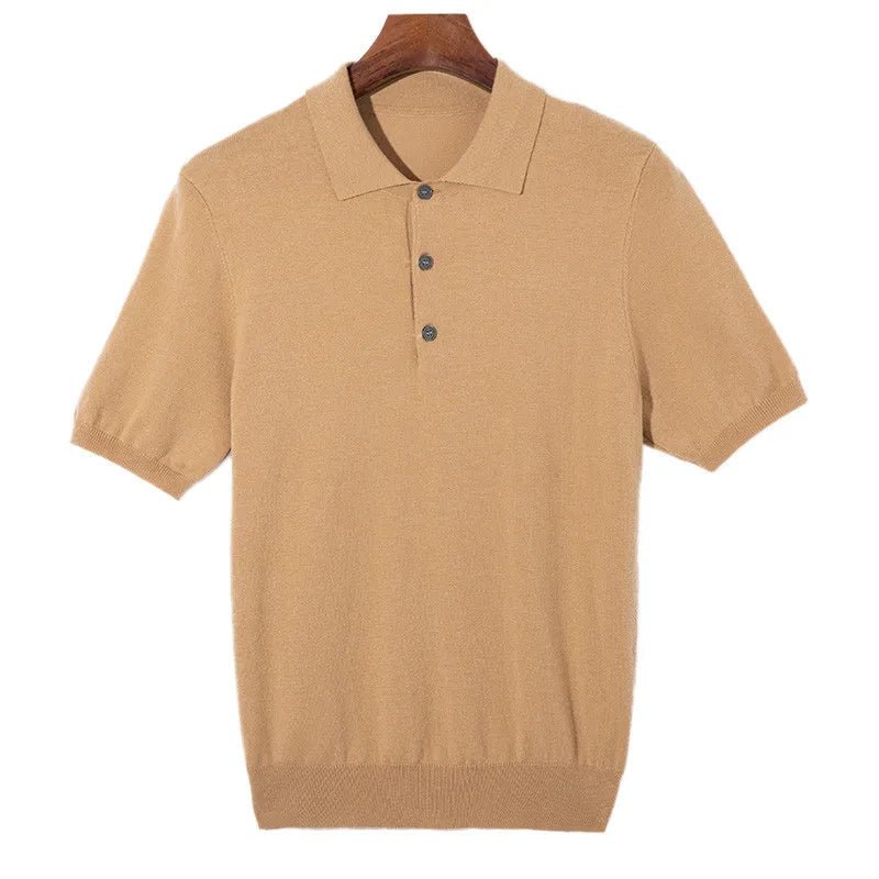 Silk wool polo t-shirt classic knitwear elegance - Antonios