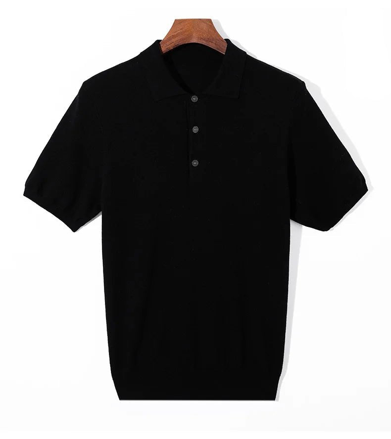Silk wool polo t-shirt classic knitwear elegance - Antonios