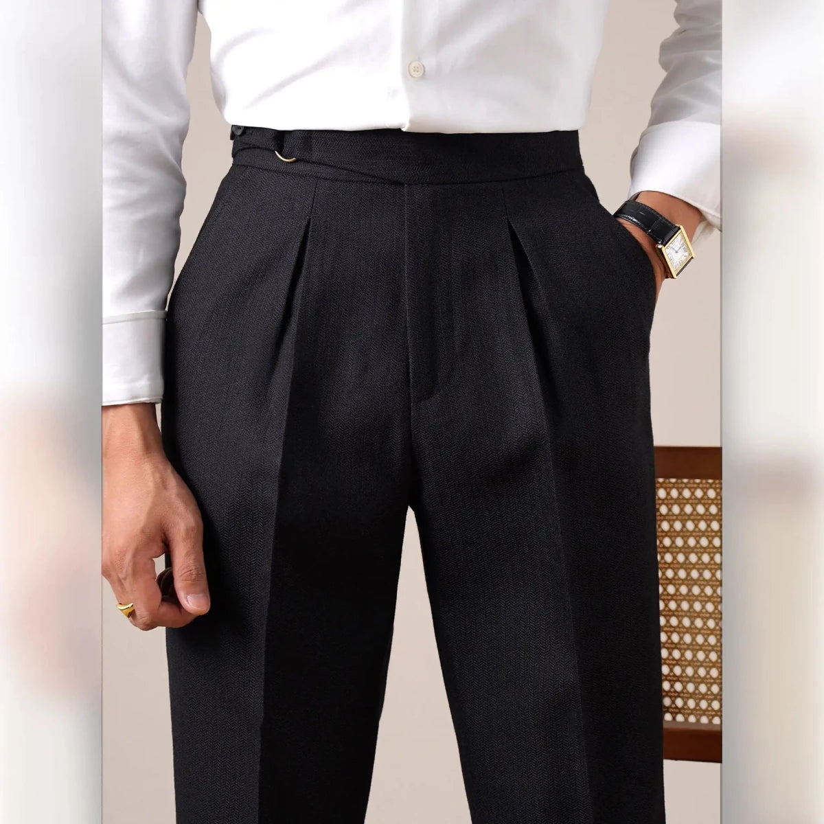 Single - pleat straight high - waist trousers - Antonios