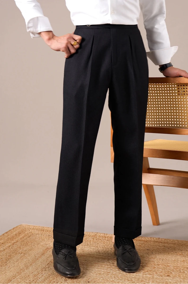 Single - pleat straight high - waist trousers - Antonios