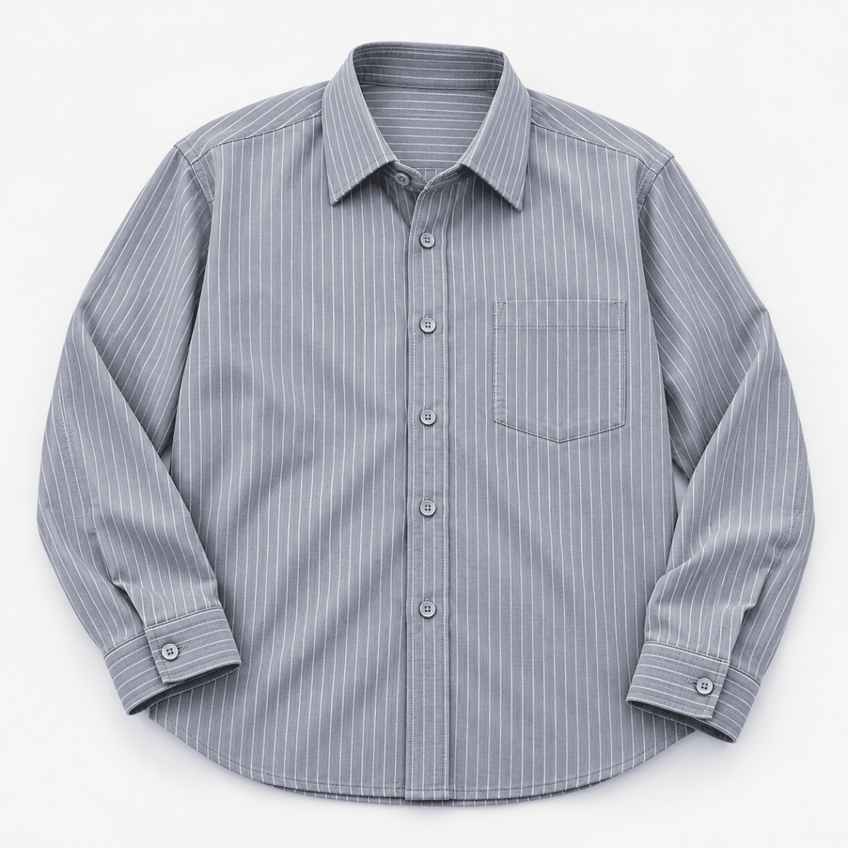 Slim cotton blend shirt with a chest pocket - AntoniosClothing - Gray stripe