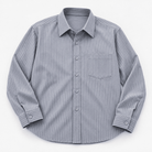 Slim cotton blend shirt with a chest pocket - AntoniosClothing - Gray stripe