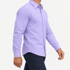 Slim cotton blend shirt with a chest pocket - AntoniosClothing - Lilac textured check