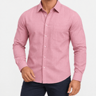 Slim cotton blend shirt with a chest pocket - AntoniosClothing - Pink tonal stripe