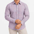 Slim cotton blend shirt with a chest pocket - AntoniosClothing - Red and navy check