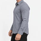 Slim cotton blend shirt with a chest pocket - AntoniosClothing - Gray windowpane
