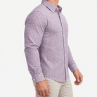 Slim cotton blend shirt with a chest pocket - AntoniosClothing - Red and navy check