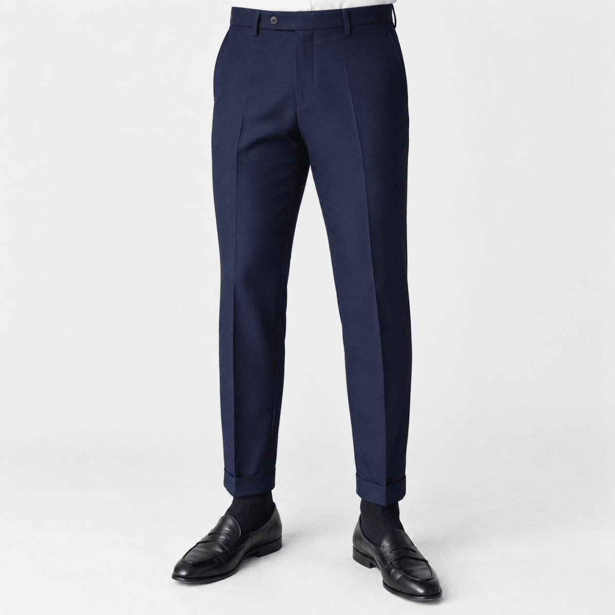 Slim fit ankle trousers - AntoniosClothing - Navy Blue