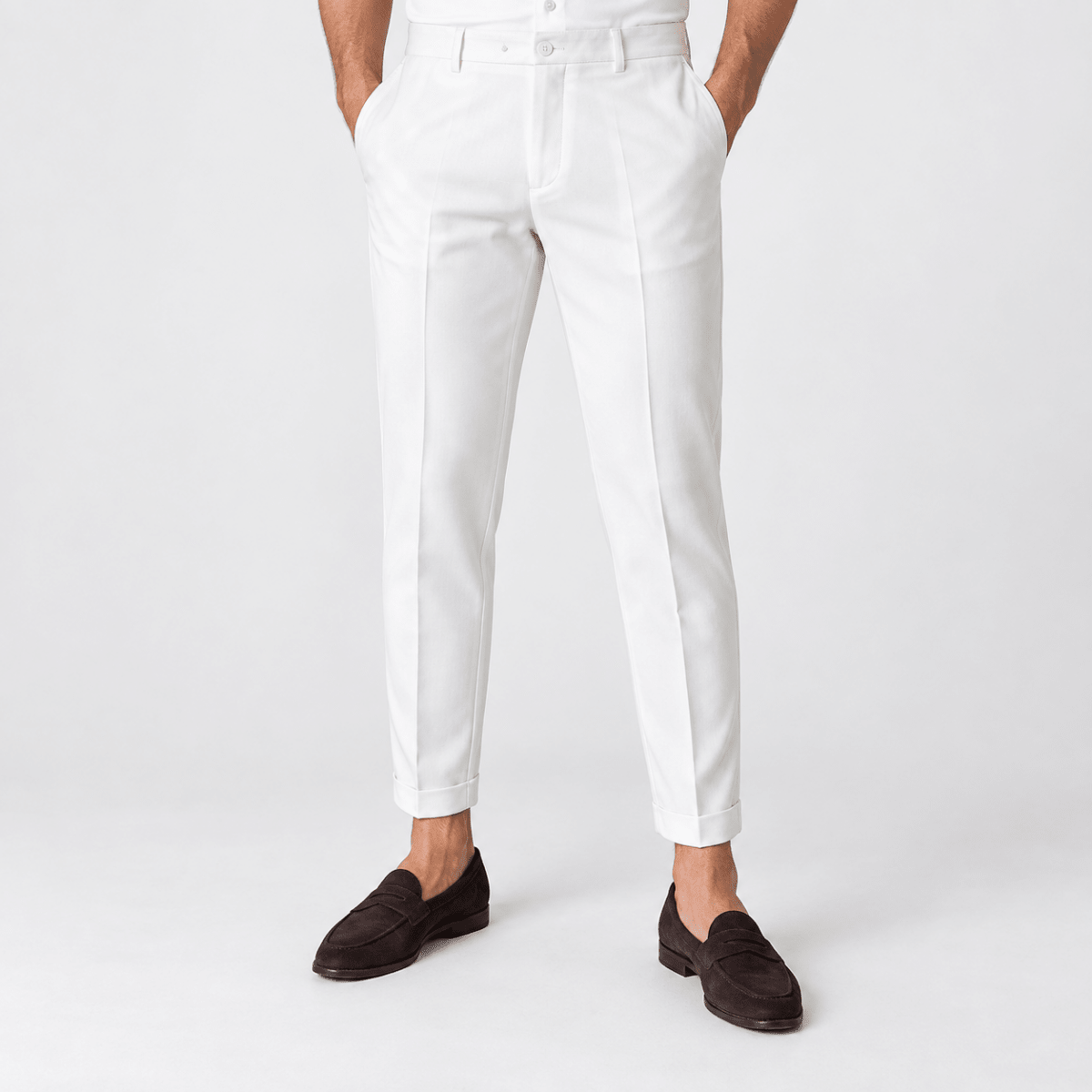 Slim fit ankle trousers - AntoniosClothing - White