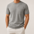 Slim fit t-shirt with chest pocket 100% combed cotton - AntoniosClothing - Light gray