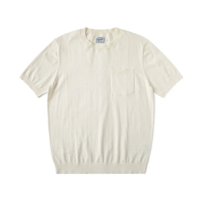 Slim fit t-shirt with chest pocket 100% combed cotton - AntoniosClothing - Beige
