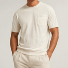 Slim fit t-shirt with chest pocket 100% combed cotton - AntoniosClothing - Beige