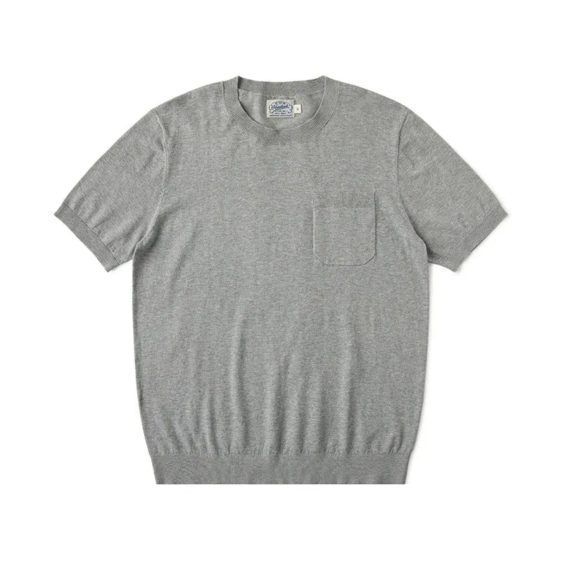 Slim fit t-shirt with chest pocket 100% combed cotton - AntoniosClothing - Light gray