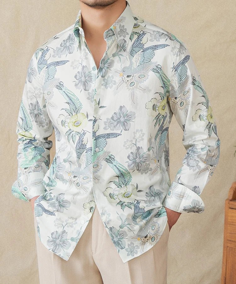 Soft cotton printed long - sleeved shirt - Antonios