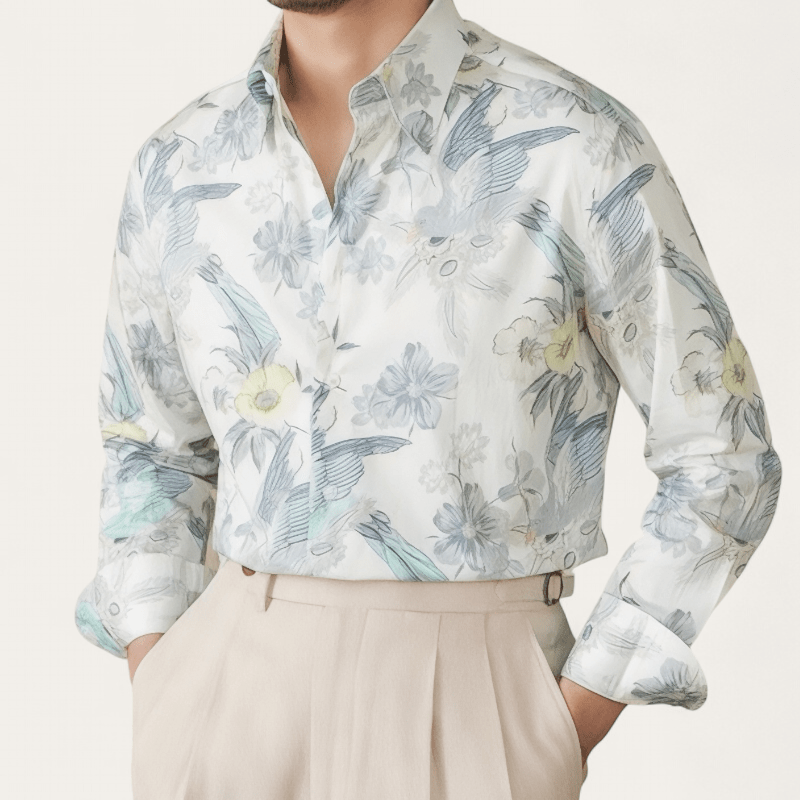 Soft cotton printed long - sleeved shirt - Antonios