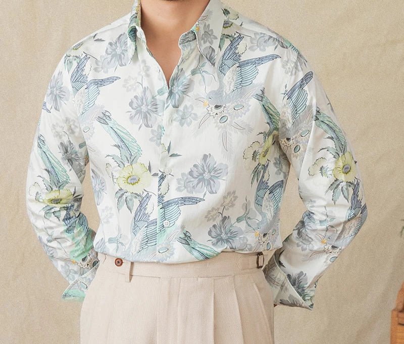 Soft cotton printed long - sleeved shirt - Antonios