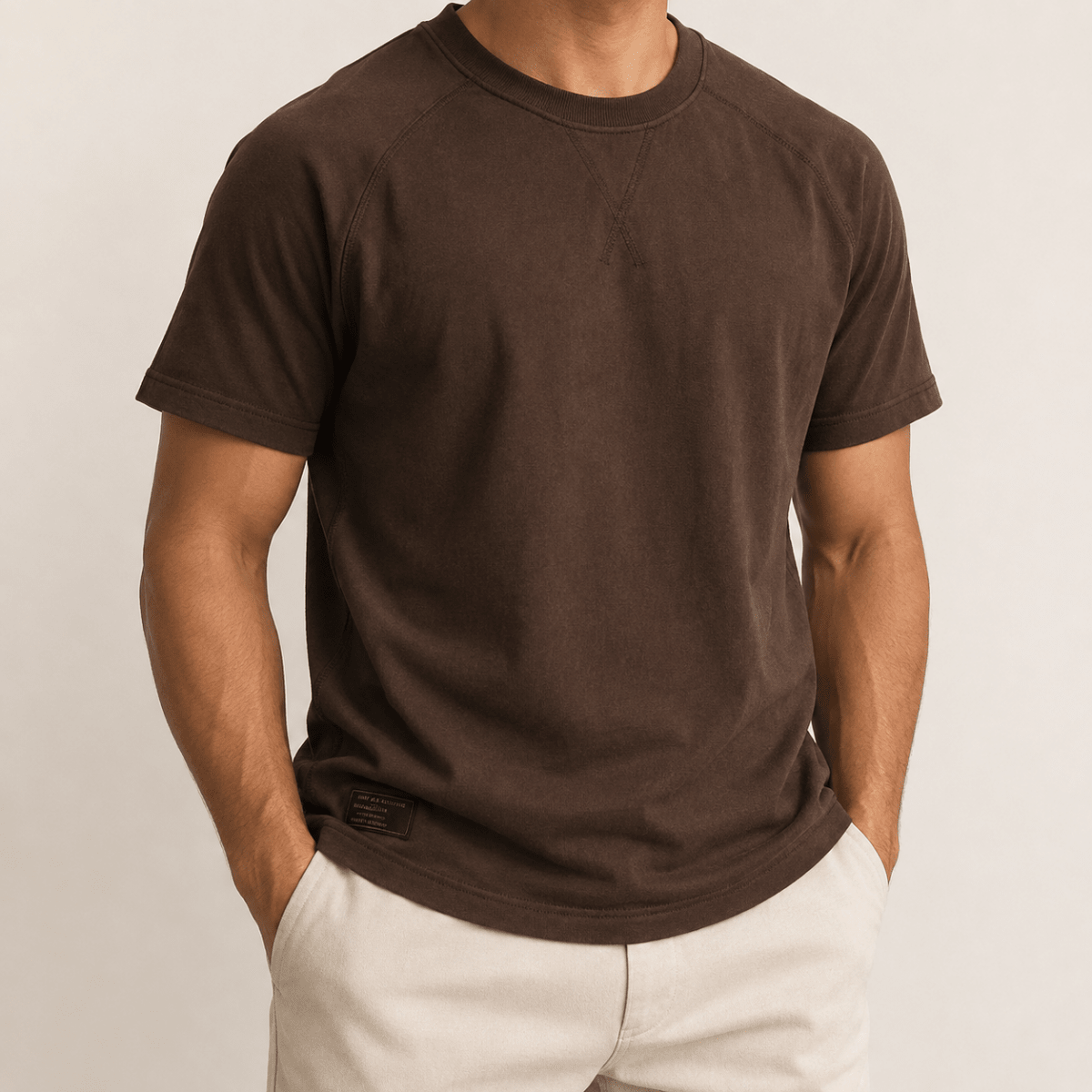 Solid american retro heavy cotton t-shirt - AntoniosClothing - Coffee