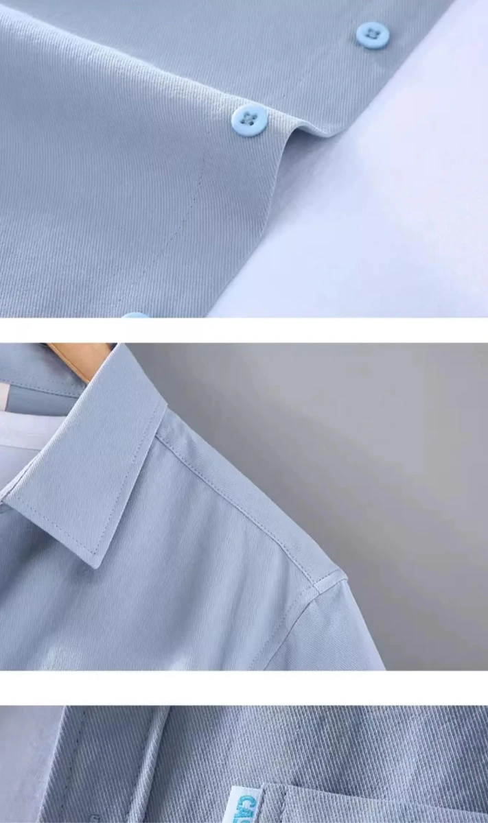 Spring solid color long sleeve loose fit lapel button - up - Antonios