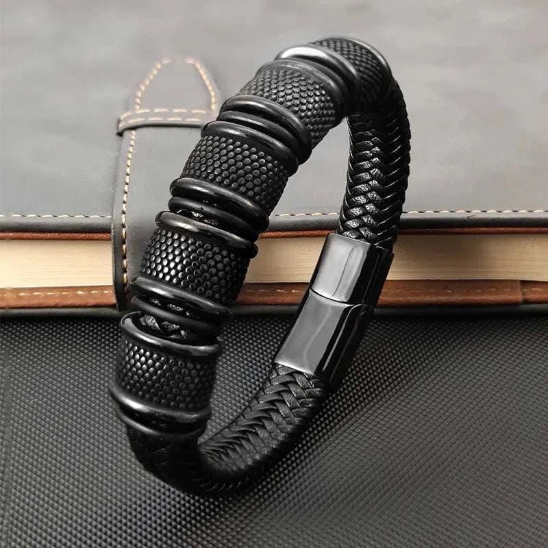 Stainless steel leather bracelet - Antonios