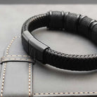 Stainless steel leather bracelet - Antonios