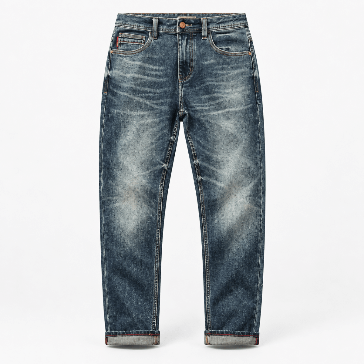 Stonewashed tapered cotton blend jeans - AntoniosClothing - Stonewashed blue