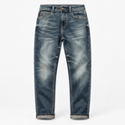 Stonewashed tapered cotton blend jeans - AntoniosClothing - Stonewashed blue